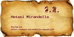Hetesi Mirandella névjegykártya
